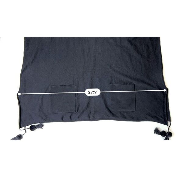 Lilly Pulitzer Elba Black Tunic Sweater LARGE Pom Poms Coolmax Oversized Boho - Picture 7 of 10